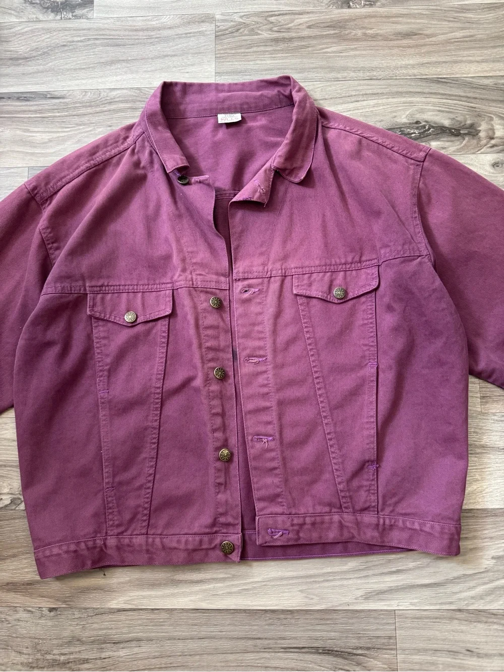 Vintage Overdyed Burgundy Purple Denim Trucker Jacket 100% Cotton Size L/XL